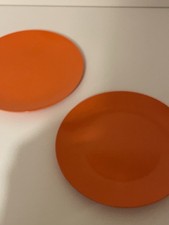 Melaware orange side plates pair camping retro caravan picnic