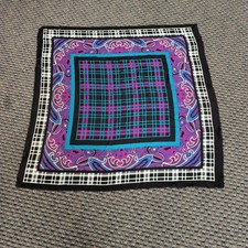 Vintage Glentex Scarf Purple Floral Square Made in Japan