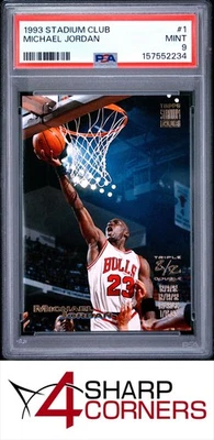 1993 STADIUM CLUB #1 MICHAEL JORDAN BULLS HOF PSA 9 - Image 1 of 3