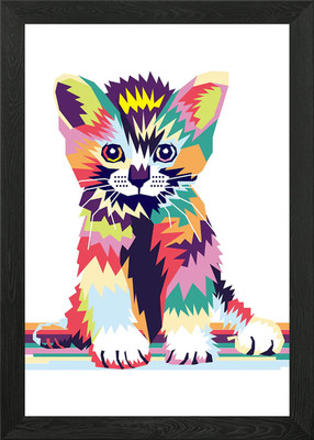 Cute colorful Kitty Cat Framed Wall Art Poster Canvas Print Picture