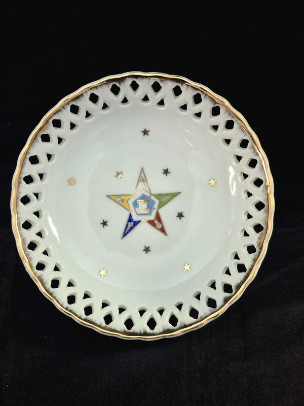 Vintage Freemason Order of the Eastern Star Collector Plate Reticulated Lace