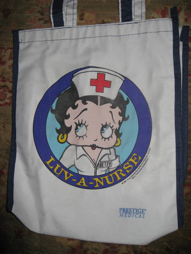 Betty Boop "Luv A Nurse" "Nurse Betty" VTG Canvass Tote Bag Prestige Medical
