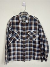 Vintage Sears Perma-Prest Flannel Shirt Mens Quilt Lined Size L 16-16.5