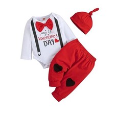 My 1St Valentines Baby Boy Outfits Gift Newborn Romper Clothes 3-6 Months Red
