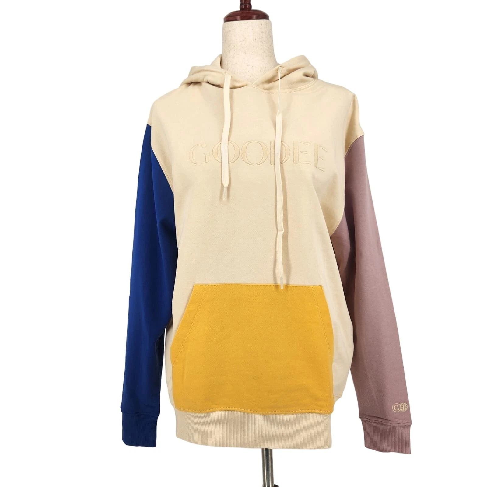 OFF WHITE Felpa con cappuccio GOODEE x Kotn donna avorio colorblock relaxed oversize canguro taglia S