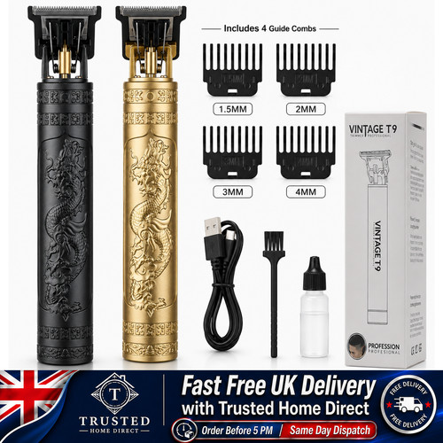 Professional Cordless Hair Clippers Beard Trimmer T-Blade USB LCD Grooming Kit