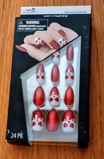 Halloween GLITTERY SKULLS Adult 1" Press-on Nails - 24 Pk. No Glue Needed - NEW