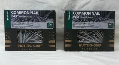2LB. APPROX. 330 HUTTIG-GRIP 6d COMMON NAILS 2'' OUTDOOR GALVANIZED (2-1LB boxes)