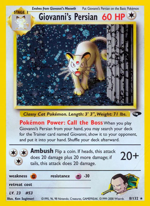 Giovanni's Persian - 8/132 - Pokemon Gym Challenge Unlimited Holo Rare NM