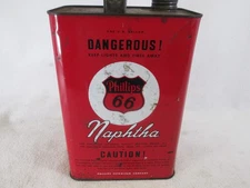 Vintage 1950's Phillips 66 Naptha cleaning fluid empty metal one gallon can