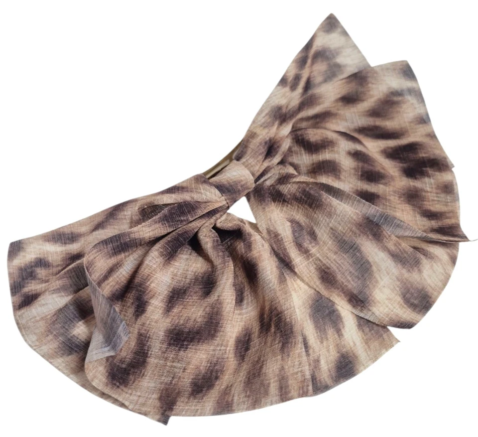Corredor de pelo con moño transparente J.Crew estampado de leopardo marrón talla única CN690 nuevo con etiqueta Foto 4 de 4