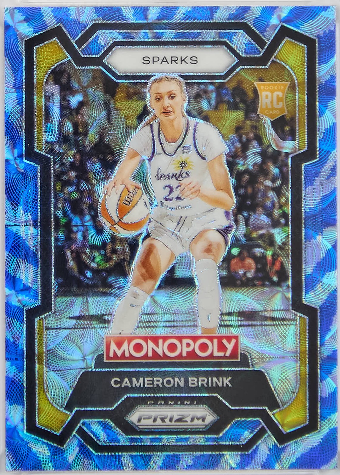 2024 Panini WNBA #39 Cameron Brink Rookie Monopoly Prizm Blue Tiger Stripe (RC)