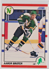Aaron Broten Minnesota North Stores LW 1990-91 Score Card # 162  Near Mint +