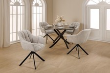 Esszimmerstuhl PAPILLON - FARBWAHL - Bouclé - 360° drehbar - Armlehnen - Teddy