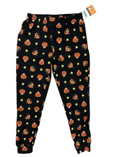 Peanuts Women's Halloween Snoopy Stars Pumpkins Pajama Pants Sz L Fleece Lined