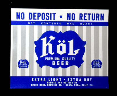 Vintage Kol Premium Quality Beer Label CA