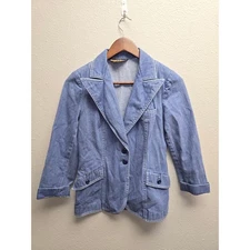 Vintage Denim Blazer Jacket Small Whip-O-Will Western Button Up Chore Coat 