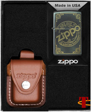 ZIPPO® Iridescent Set: Feuerzeug mit Lederetui & Clip in Geschenkbox