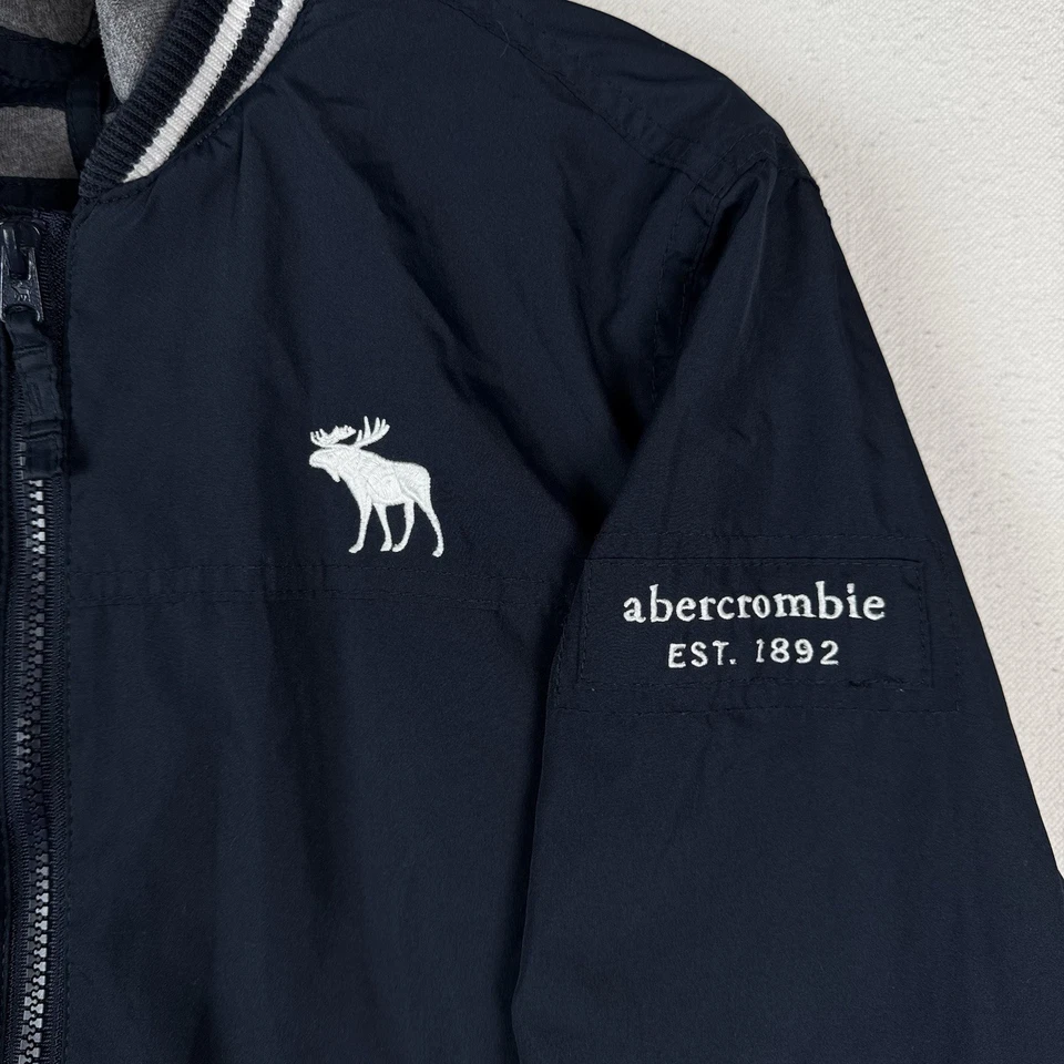 Abercrombie and Fitch Removable Hood Baseball Jacket Blue Boys Youth XL (16) - Image 4 of 4