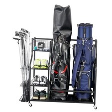 Golf Storage Garage Organizer, Golf Bag Storage Stand and 2 golf bag rack Golf Storage Garage Organizer, Golf Bag Storage Stand and 2 golf bag rack - Image 1