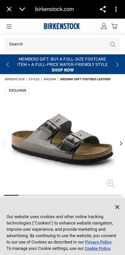 Birkenstock Arizona Bs Natural Leather Metallic Anthracite Sandal Size 38 US 7 - Picture 2 of 9