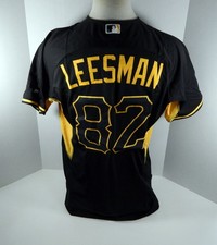 2014 Pittsburgh Pirates Charlie Leesman #82 Game Used Black BP ST Jersey 3018