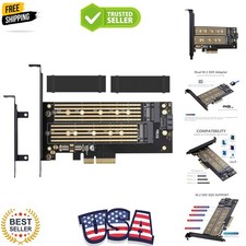 Dual M.2 PCIE Adapter for SATA or PCIE NVMe SSD with Advanced Heat Sink Solut...