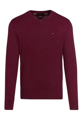 Tommy Hilfiger Herren Pullover V-Schnitt Weinrot Gr. M Neu Ovp - Bild 1 von 2