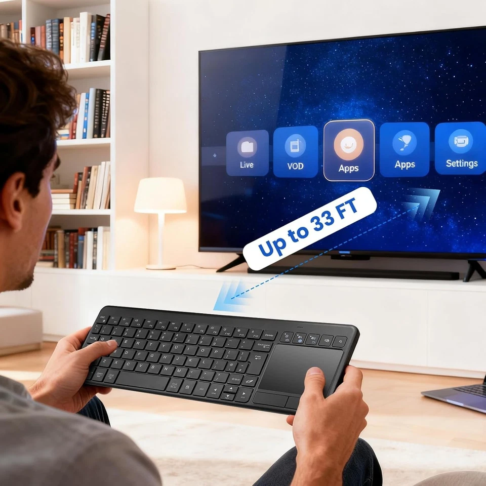 Wireless Computer Keyboard with Multi-Touch Big Size Trackpad,USB Plug - Image 3 of 4