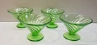Vintage Rare Federal Uranium Glass Diana Sherbet Dessert Glasses Set Of 4