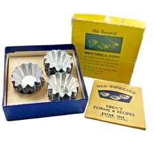 Old Swedish Ebbas Fluted Pastry Molds Set of 30 & Recipes 1954 Evanston Vintage