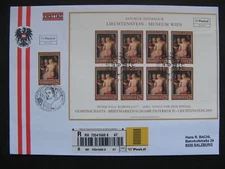 AUSTRIA, R-cover FDC 2005, mini sheet painting Liechtenstein Museum, nude woman