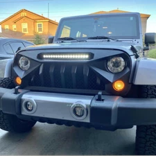 Off-Road Front Bumper Grille Mesh Grill Fit For Jeep Wrangler JK / JKU 2007-2017