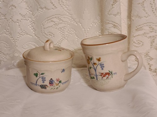 Vintage International Heartland Stoneware Creamer & Sugar Bowl w/Lid Japan Farm - Picture 12 of 12