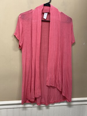 Crew Knit Wear Pink Light Weight Open Front Cardigan Size L NWT