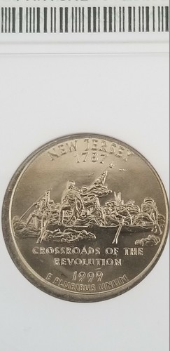 1999 NJ Washington Quarter Partial Collar Error ANACS MS-65