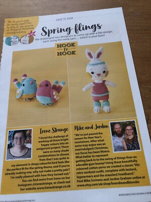 Frühlingsvögel & Turnhase Kaninchen Spielzeug Häkelanleitung, Vögel 3  ca. Hase 9 