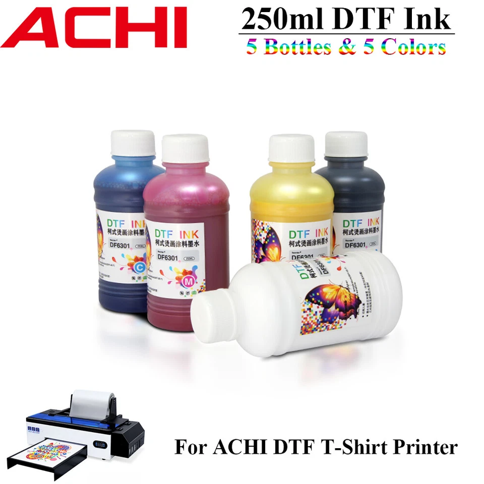5 X 250ML DTF INK SET CYMKW For ACHI A3 A4 DTF 1390 Printer Colorful - Image 2 of 4