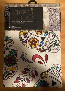 Day of the Dead Colorful Skull -flowers Shower Curtain. 72”x72” BRAND NEW!