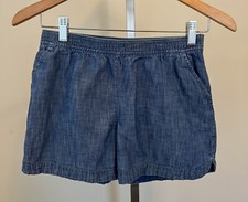 Lands End Girls Blue Chambray Elastic Waist Shorts Size Large 14
