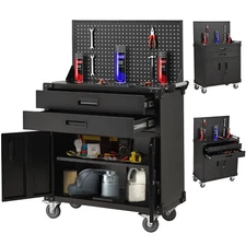 Danrelax 51.8" Mobile Workbench with Pegboard & Drawers