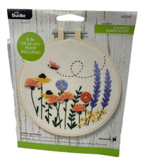 BUCILLA BEGINNER STAMPED EMBROIDERY KIT FLORAL BUTTERFLY 49324E W/HOOP