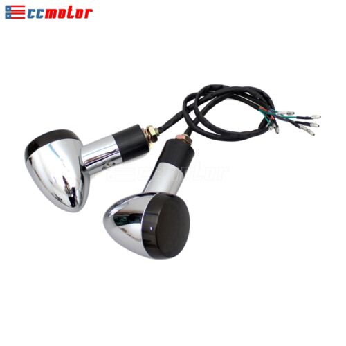 Chrome Mini Bullet Motorcycle Turn Signals Blinker Indicator LED Amber/Red Lamp - Picture 9 of 12
