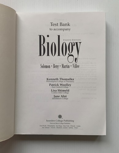 BIOLOGY TEST BANK 4th Edition by Thomulka, Woolley and others - Picture 2 of 3
