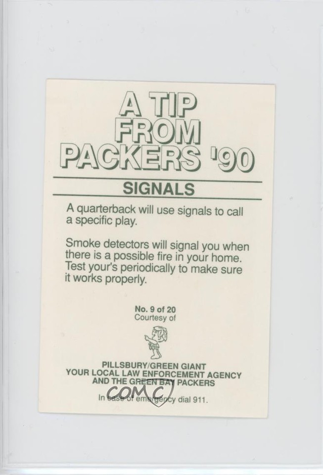 1990 Green Bay Packers Police Pilsbury/Green Giant Anthony Dilweg 9 eBay