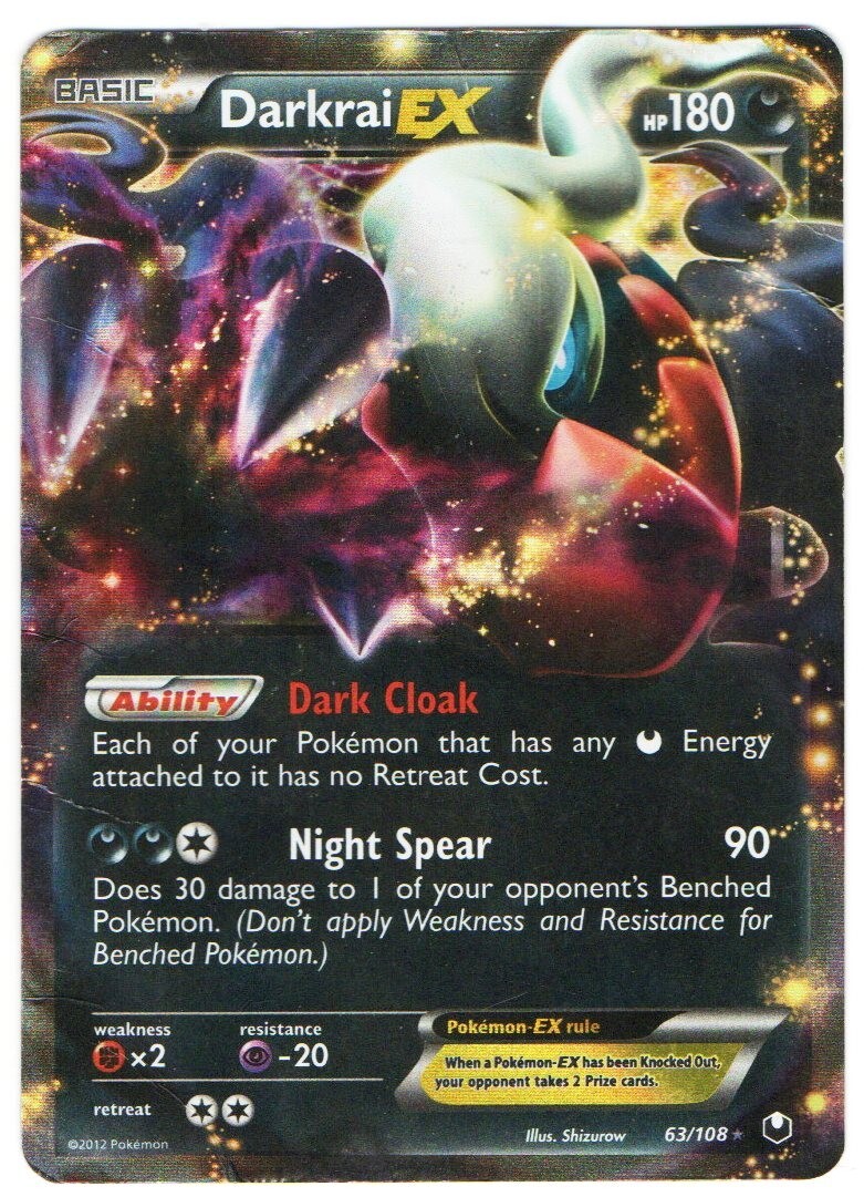 2012 Pokemon Darkrai EX Dark Explorers R Ultra 63/108 (HEAVY PLAYED)