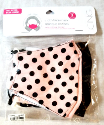 Pack of 3 100% Cotton Face Mask Reusable Washable Face Cover Men Women NIP Icing