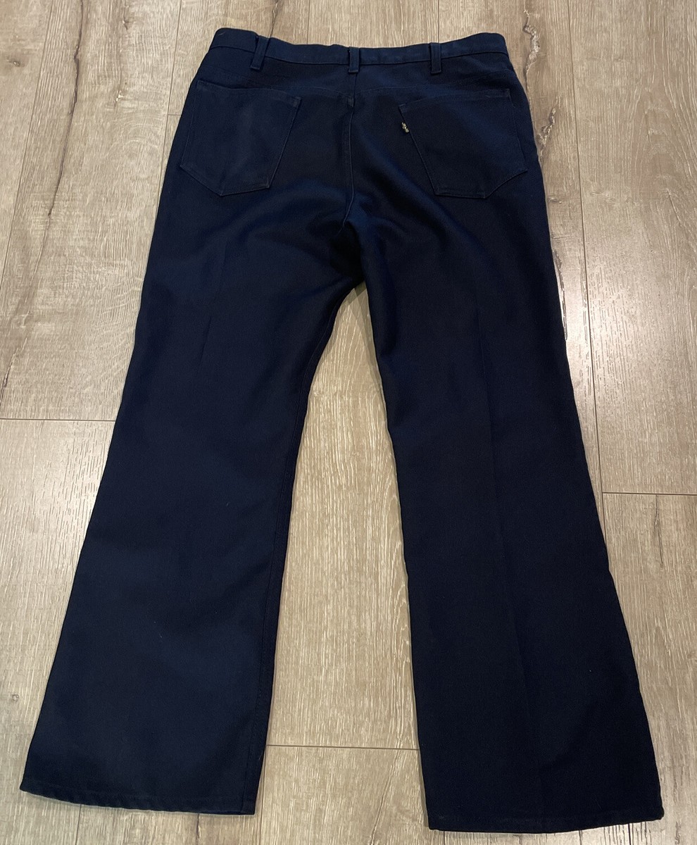 Vtg 90s Levis Polyester Pants Mens 34x29 Navy Bootcut Black Label