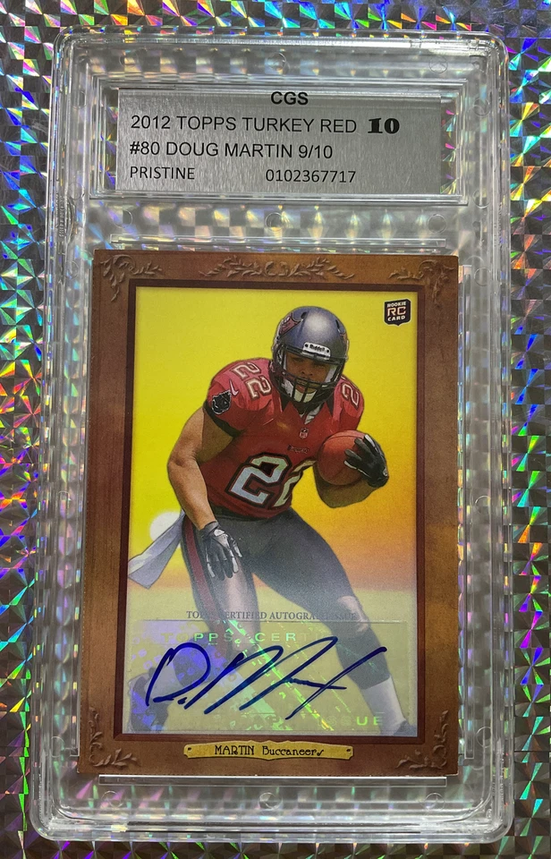 9/10 2012 TOPPS TURKEY RED DOUG MARTIN AUTOGRAPH ROOKIE 80 CGS 10 WCG DM RC READ - Image 3 of 4