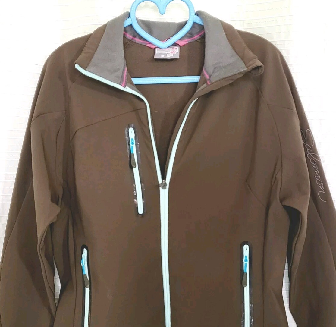 Salomon Giacca Soft Shell Antivento Acqua Marrone con Bordo Acqua Donna M